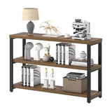 EXCEFUR Industrial Metal & Wood Console Tables for Living Room, Entryway Table with 3 Tier Storage Shelves, Sofa Hallway Table Behind Couch, Rustic Brown, 47 Inch EXCEFUR