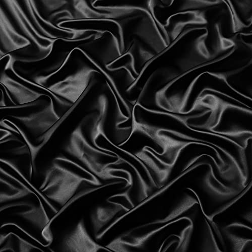 VACVELT 3pcs Extra Deep Pocket Satin Fitted Sheet Set Queen Bed Set, Black Bottom Sheet Fit 18-24 Inch Deep Pocket Mattress, Silky Bedding Set Soft & Ultra Deep Fitted Sheet & 2 Pillowcase VACVELT