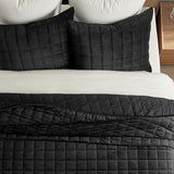 EVERGRACE Pearl Velvet Quilt Full Queen Size Bedding Sets, Luxurious Soft Velvet Comforter Set, Lightweight Box Stitching Oversized Bedspread Coverlet for All Season, with 2 Shams, Black EVERGRACEHOME
