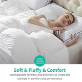 APSMILE Luxury 100% Organic Cotton All Season Down Feather Fibers Comforter Twin Size Duvet Insert, Fluffy Fill Power 34oz Medium Warmth Bed Comforter (68x90, Ivory White) APSMILE