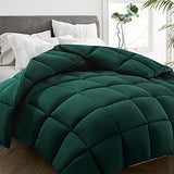 HYLEORY All Season Twin Size Bed Comforter - Cooling Goose Down Alternative Quilted Duvet Insert with Corner Tabs - Winter Warm - Machine Washable - Emerald Green HYLEORY