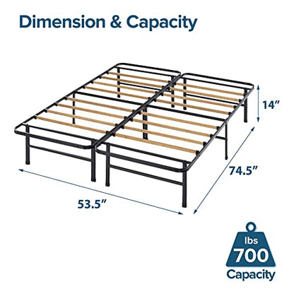 Zinus Essential SmartBase Metal Bed Frame with Sustainable Bamboo Slats - No Box Spring Required, Easy Assembly, Full Size - WoodArtSupply