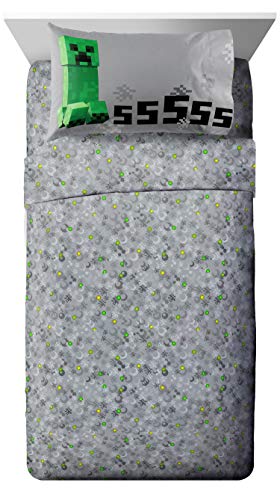 Jay Franco Minecraft Creeper 5 Piece Full Bed Set - Includes Reversible Comforter & Sheet Set - Super Soft Fade Resistant Microfiber - (Official Minecraft Product) Jay Franco