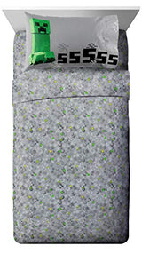 Jay Franco Minecraft Creeper 5 Piece Full Bed Set - Includes Reversible Comforter & Sheet Set - Super Soft Fade Resistant Microfiber - (Official Minecraft Product) Jay Franco