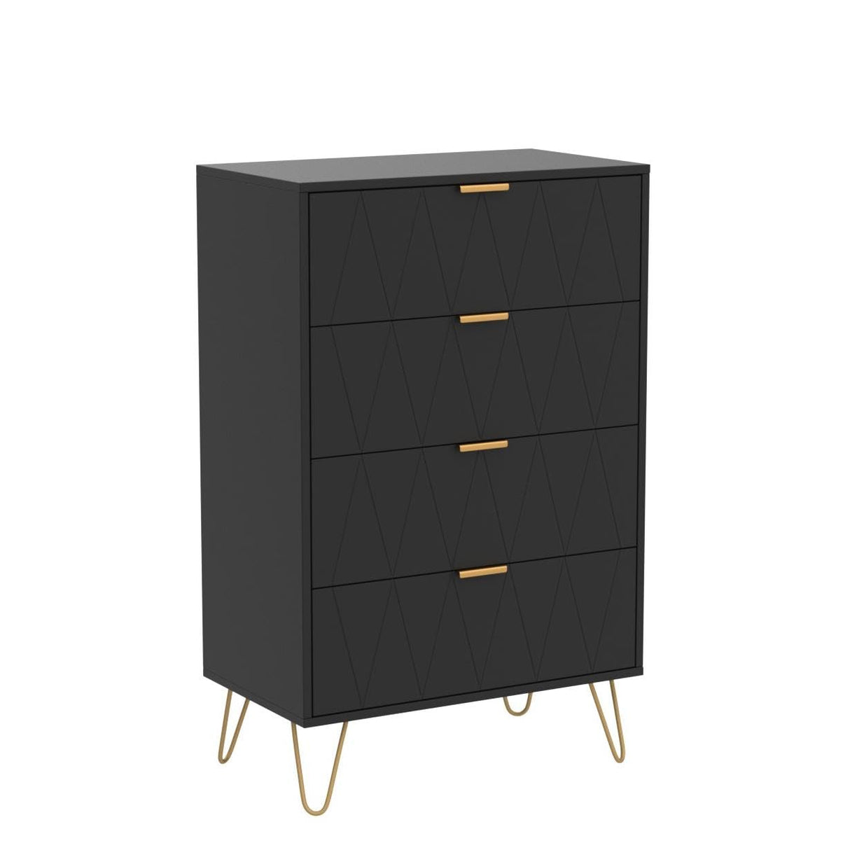 UEV 4 Drawer Dresser,Chest of Drawers,Wooden Dresser with 4 Metal Legs,Tall Dresser with Anti-Tipping Device,Dresser Set for Bedroom,Living Room (Black) UEV