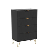 UEV 4 Drawer Dresser,Chest of Drawers,Wooden Dresser with 4 Metal Legs,Tall Dresser with Anti-Tipping Device,Dresser Set for Bedroom,Living Room (Black) UEV