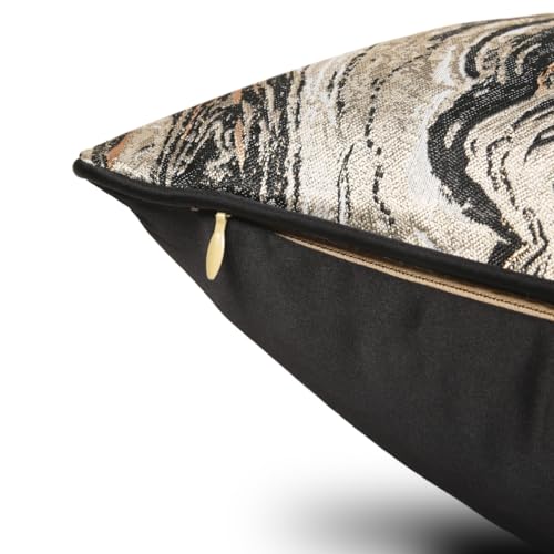 Hvatixos 1pc Polyester Pillow Cover Multicolor Abstract Texture Geometric Lines Black Moire Marble Pattern Light Luxury Single-Sided high-Precision Jacquard with Zipper 18 x 18 inches(no Pillow core) Hvatixos