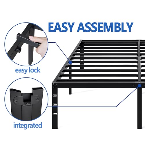NEW JETO Metal Bed Frame,Twin Size Bed Frame with Storage Space,Heavy Duty Sturdy Mattress Foundation,Easy Assembly,No Box Spring Needed, Black,18 Inch,Twin NEW JETO