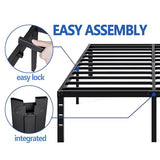 NEW JETO Metal Bed Frame,Queen Size Bed Frame with Storage Space,Heavy Duty Sturdy Mattress Foundation,Easy Assembly,No Box Spring Needed, Black,16 Inch,Queen NEW JETO