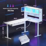 SEDETA 68.9" Standing L Shaped Gaming Desk, Office Computer Desk with Storage Hutch and Drawers, Stand Up Corner Desk with Pegboard & Led Lights for Home Office, White SEDETA