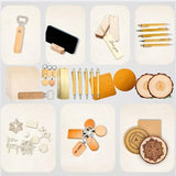 Mroy mio 135 PCS Laser Engraving Material Kit, 27 Kinds Laser Engraver Blanks for Laser Crafting, Includes Wood, Acrylic, Fabric, Rock, PU Leather, Diatom Mud Materials Mroy mio