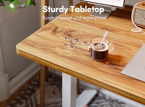 FEZIBO Standing Desk, 55 × 24 Inches Electric Height Adjustable, Sit and Stand Up, Computer Office Desk with Splice Board, Light Rustic FEZIBO