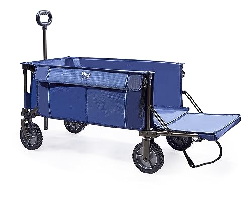 TIMBER RIDGE Tailgate Collapsible Folding Wagon Cart, Heavy Duty Utility Push Pull Beach Wagon Foldable, Outdoor Grocery Cart with Side Pockets for Camping, Garden, Shopping, Holds 225 lbs, B - WoodArtSupply