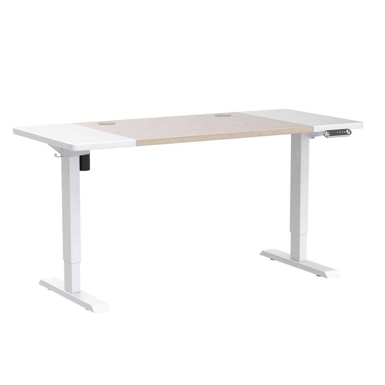 Radlove Electric Standing Desk, 63 x 30 Height Adjustable Computer Desk Sit Stand Desk Home Office Computer Standing Table Ergonomic Desk with Splice Board White Frame + 63 x 30'' White+Oak T - WoodArtSupply