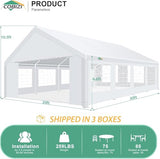 COBIZI 20x30 Party Tent Heavy Duty, Galvanized Wedding Tent, Event Shelter for Parties, Large Outdoor Gazebo with Removable Sidewall & Built-in Sandbag, Carpas para Fiestas, Waterproof, White COBIZI
