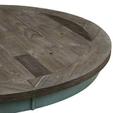 Roundhill Furniture Prato 5-Piece Round Dining Table Set with Cross Back Chairs, Antique Blue and Weathered Walnut Roundhill Furniture