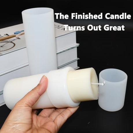 Large Cylinder Mold for Candle Making, 2x3Inch 2x6Inch 2x8Inch Cylinder Silicone Candle Mold, 3 Pcs Long Pillar Epoxy Resin Casting Mold for Wax Candle Resin Craft Making Kackaidi
