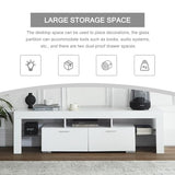 FENFSHE LED TV Stand for 65/70/75 Inch TV, Entertainment Center with Storage Drawer, Industrial TV Console Table for Living Room and Bedrooms, White FENFSHE