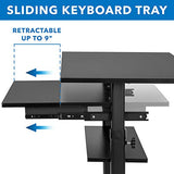 Mount-It! Mobile Standing Desk with Retractable Keyboard Platform | Height Adjustable Stand Up Computer Workstation | Locking Wheels, 99 Lbs Capacity Mount-It!