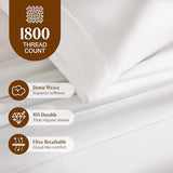 SONORO KATE 100% Egyptian Cotton Sheets, 1800 Thread Count — Sateen Weave Sheets Set, Ultra Soft & Breathable, Luxury 5-Star Hotel Quality Sheets, 16" Deep Pocket, 4-Piece (White,King) SONORO KATE
