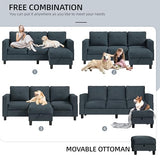 Shintenchi Upholstered Convertible Sectional Sofa for Living Room, 3 Seat L Shaped Couches with Storage Function Ottoman, Modern Linen Convertible Sofas with Reversible Chaise Shintenchi