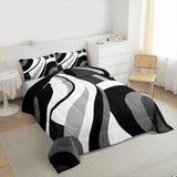 Gray Black White Spiral Twin Comforter Set for Adult Women Men Modern Swirls Stripes Abstract Bedding Set for Minimalists Boho Aesthetic Geometric Bed Sets Graffiti Art Lines Quilt Sets Erosebridal