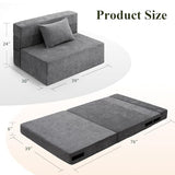 HOMFINE Folding Sofa Bed - Convertible Sleeper Chair with Pillow, Fold Out Couch, Memory Foam Floor Mattress, Futon Couch, Lazy Sofa for Living Room/Dorm/Guest Room/Home Office, Twin, Gray HOMFINE