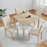 RuiSiSi Modern 5-Piece Square Dining Table Set with 4 Chair, Square Kitchen Table and 4 Curved Backrest Chair for 4, Light Oak Beige RuiSiSi