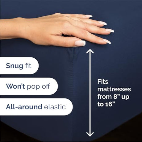 Queen Size 4 Piece Sheet Set - Comfy Breathable & Cooling Bed Sheets Set - Hotel Luxury Bedding for Women, Men, Kids, Teens, Boys & Girls - Deep Pockets, Soft and Wrinkle Free - Oeko-Tex - Navy Blue CGK Unlimited