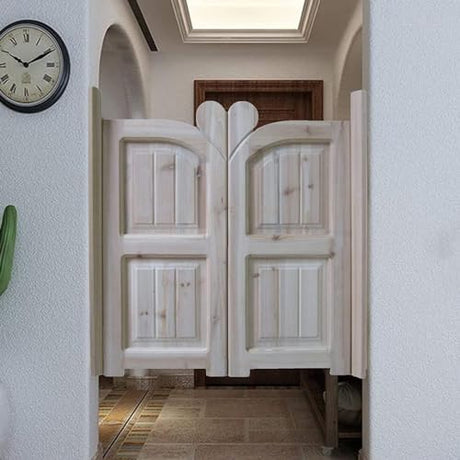 YVYKFZD Swinging Doors Cafe Doors, Interior Bar Saloon Swing Doors, Auto Close Half Waist Door with Hinges, Unpainted Solid Wood Partition Parlor Butler Door (Size : W120xH100cm(48"x40")) YVYKFZD