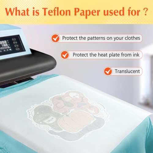 30 Pack PTFE Teflon Paper 16×11.7" 20 Sheets and Teflon Paper 8.5×11" 10 Sheets Mix Pack for Heat Press Heat Resistant Craft Mat,Sublimation Paper and Heat Transfer Paper Reusable TransOurDream