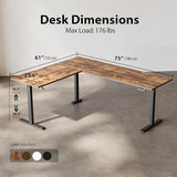 Agilestic L-Shaped Standing Desk Adjustable Height, Electric Corner Standing Desk, Sit Stand Up Desk, 75x61 inch Sit Stand Computer Table, Rustic Brown Agilestic