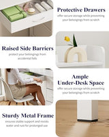 Kitsure Vanity Desk with Mirror and Lights - Large Capacity Makeup Vanity with 4 Fabric Storage Drawers & 3 Lighting Modes, Vanity Table Set with Sturdy Metal Frame for Bedroom, White, 35" x 17" x 52" Kitsure