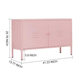 ZHISLUCK 2 Door Metal Accent Storage Cabinet for Bed Room,Living Room,Home,Hotel,Office,2-Tier Steel Storage Cabinet TV Stand (Pink) ZHISLUCK