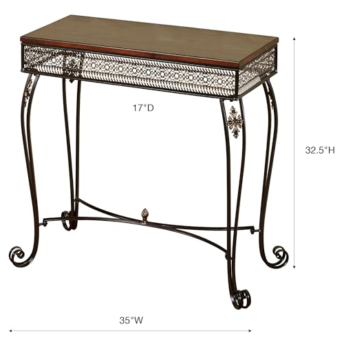 Touch of Class Charleston Ornate Openwork Console Table Bronze | Wood and Metal | Scroll Legs | Elegant Style Tables for Entryway, Hallway Touch of Class
