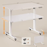 SEDETA 47 x 24 Inches Electric Standing Desk, 180° Tiltable Mobile Rising Computer Desk Height Adjustable with Wheels for Drawing/Writing/Gaming/Study/Home Office/Small Space, White SEDETA