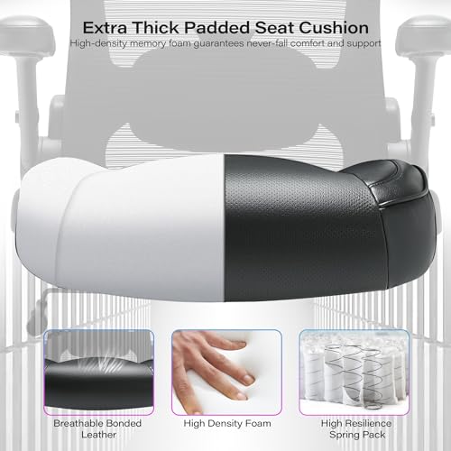 600lbs Big and Tall Office Chair- Heavy Duty Executive Computer Chair with 3D Flip Arms Large Wheels, Ergonomic Mesh High Back Desk Chair, Extra Wide Seat Adjustable Lumbar Support&Headrest Petheivun