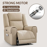 ANJ Top-Grain Genuine Leather Power Recliners for Adults, Dual Motor Electric Recliner Chairs with Power Headrest & 2 Cup Holders, Overstuffed Heavy Duty Reclining Sofa for Living Room Bedroom, Beige