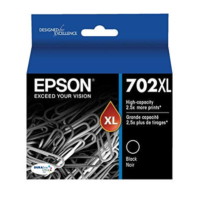 EPSON 702 DURABrite Ultra Ink High Capacity Black Cartridge (T702XL120-S) Works with WorkForce Pro WF-3720, WF-3730, WF-3733