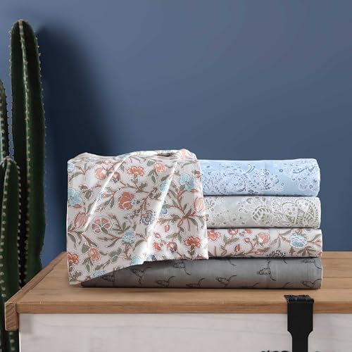 Wrangler - King Size Sheet Set, Ultra-Soft & Wrinkle-Resistant Bedding for Year Round Comfort, Deep Pockets, Bed Sheets with Matching Fitted Sheet & Pillowcases (Westward Floral Beige) Wrangler