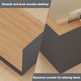 LayBurst L-Shaped Reception Desk with Lockable Drawers, Adjustable File Cabinet & Keyboard Tray, Modern Front Counter for Office, Salon, or Lobby LayBurst