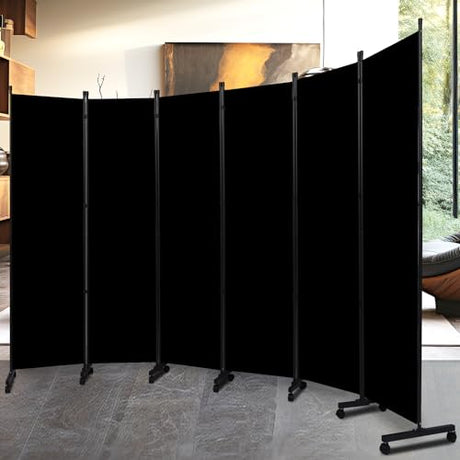 Room Divider Folding Privacy Screens with Lockable Wheels, 132'' Partition Room Dividers Freestanding Room Divider Fabric Panel for Room Separation, Wall Divider for Home Office Bedroom Dorm Decor HOMSCREENER