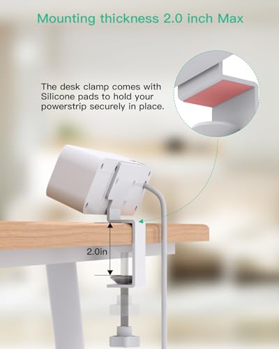 PD30W Desk Clamp Power Strip, Desktop Mount Surge Protector, Fast Charging Station, 5Ft Extension Cord Desk Edge Mount Shelf with 4 Outlets 4 USB Ports (2 USB C), Home Office Accessories Essentials Mifaso