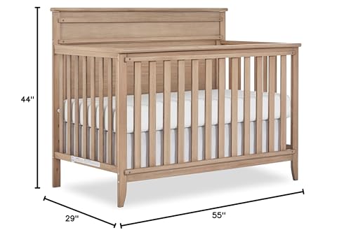 SweetPea Baby Bayfield 5-in-1 Convertible Crib in Sand Dunes, JPMA, and Greenguard Gold Certified, Made of Sustainable New Zealand Pinewood, Sturdy