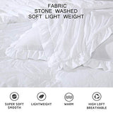 Chezmoi Collection Nora White Comforter Set Twin Size 2-Piece Lightweight Soft Stone-Washed Ruffled Shabby Chic Bedding for All Season Chezmoi Collection