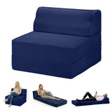 Kasunpul Folding Sofa Bed with Pillow, Memory Foam Fold Out Chair Bed, Convertible Sleeper Chair with Washable Cover, Futon Floor Couch for Living Room/Dorm/Guest Use/Home Office/Apartment, Navy Blue Kasunpul