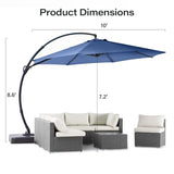 LAUSAINT HOME Outdoor Patio Umbrella with Base included, 10 FT Deluxe Curvy Cantilever Umbrella Offset Hanging umbrella with 360° Rotation for Market, Pool, Garden, Backyard, Deck (Navy blue, 10 FT) LAUSAINT HOME