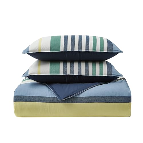 Nautica - Twin Comforter Set, Reversible Cotton Bedding with Matching Sham, Medium Weight for Year Round Use, Dorm Essentials, Oeko-Tex Certified (Dover Blue) Nautica
