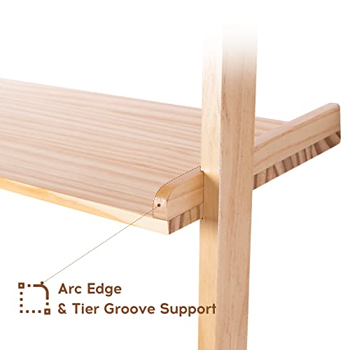 Bloddream Bathroom Organizer, 3-Tier Over The Toilet Storage Space Saver Ladder Shelf Leaning Solid Wood Storage Rack, Over-The-Toilet Storage Shelves for Bathroom, Natural Pine Wood, Adult, 67.7" Bloddream