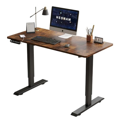 HEONAM 48 Inch Electric Standing Desk with USB Charging Port, Height Adjustable Sit Stand Desk with Memory Presets, Spacious Desktop and Sturdy Metal Frame for Home Office